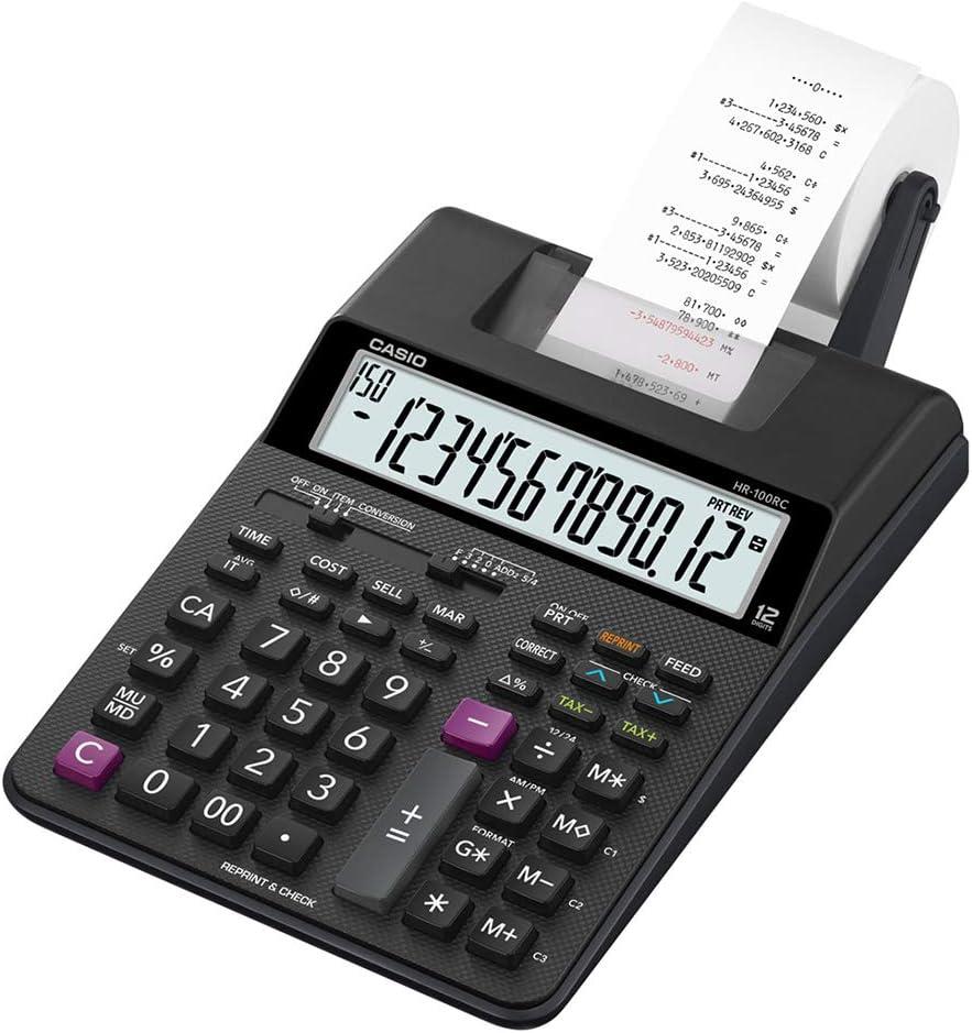 Casio HR-100RC-BK-DC 12 Hane Şeritli Hesap Makinesi Casio HR-100RC-BK-DC 12 Hane Şeritli Hesap Makinesi