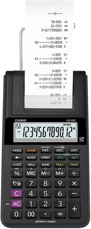 Casio HR-8RC-BK 12 Hane Siyah Şeritli Hesap Makinesi Casio HR-8RC-BK 12 Hane Siyah Şeritli Hesap Makinesi