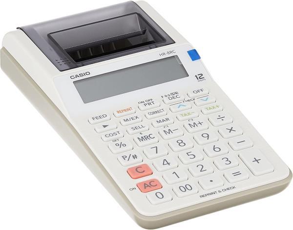 Casio HR-8RC-WE 12 Hane Beyaz Şeritli Hesap Makinesi Casio HR-8RC-WE 12 Hane Beyaz Şeritli Hesap Makinesi