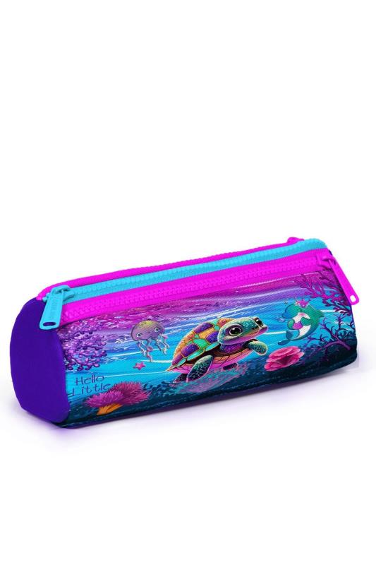 Coral High Kids Pembe Mor Kaplumbağa Desenli Üç Bölmeli Kalem Çantası 22056 Coral High Kids Pembe Mor Kaplumbağa Desenli Üç Bölmeli Kalem Çantası 22056