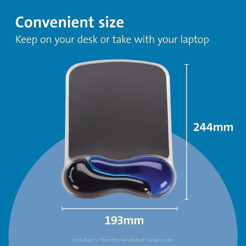 Kensington ergonomik bilek desteğine sahip fare altlığı, kaymaz ve rahat ikili jel bilek tutucu, lazer ve optik farelerle uyumlu, siyah/mavi, 62401 Kensington ergonomik bilek desteğine sahip fare altlığı, kaymaz ve rahat ikili jel bilek tutucu, lazer ve optik farelerle uyumlu, siyah/mavi, 62401