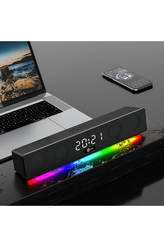 Lecoo DS103 Kablosuz Bluetooth 10W RGB Saat/Alarm Stereo Soundbar Hoparlör Siyah Lecoo DS103 Kablosuz Bluetooth 10W RGB Saat/Alarm Stereo Soundbar Hoparlör Siyah