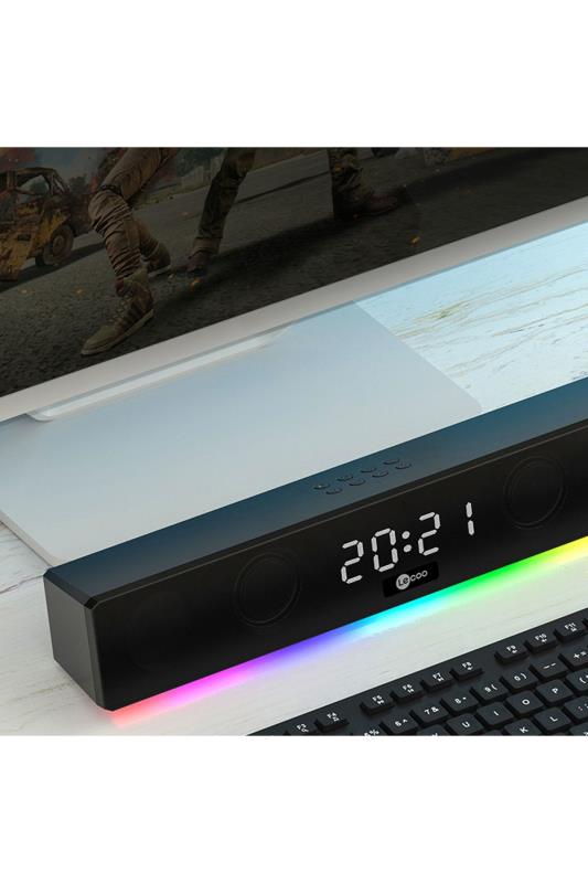 Lecoo DS103 Kablosuz Bluetooth 10W RGB Saat/Alarm Stereo Soundbar Hoparlör Siyah Lecoo DS103 Kablosuz Bluetooth 10W RGB Saat/Alarm Stereo Soundbar Hoparlör Siyah