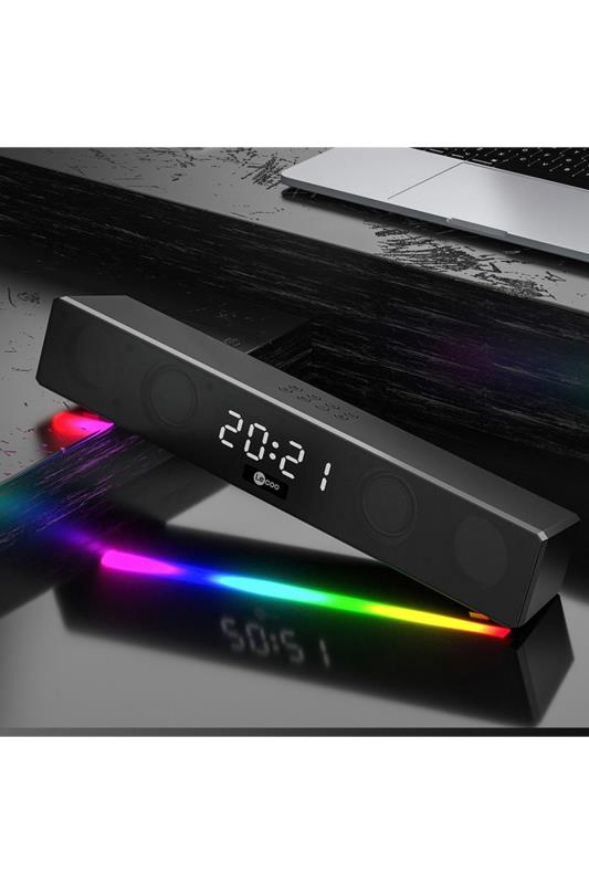 Lecoo DS103 Kablosuz Bluetooth 10W RGB Saat/Alarm Stereo Soundbar Hoparlör Siyah Lecoo DS103 Kablosuz Bluetooth 10W RGB Saat/Alarm Stereo Soundbar Hoparlör Siyah