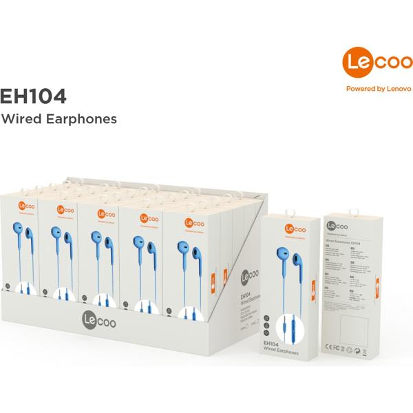 Lecoo EH104 Kablolu 3.5mm Jacklı Kulak İçi Mikrofonlu Kulaklık Mavi Lecoo EH104 Kablolu 3.5mm Jacklı Kulak İçi Mikrofonlu Kulaklık Mavi