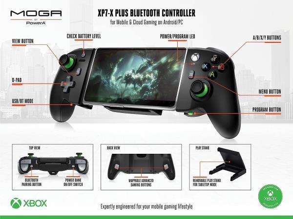 PowerA Android/PC`de Mobil ve Bulut Oyun için PowerA MOGA XP7-X Plus Bluetooth Kumanda, Siyah/Gri PowerA Android/PC`de Mobil ve Bulut Oyun için PowerA MOGA XP7-X Plus Bluetooth Kumanda, Siyah/Gri